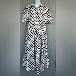 53*LISA MARIE FERNANDES Women’s Polka Dot Maxi Shirt Dress Black & White
Size:1X